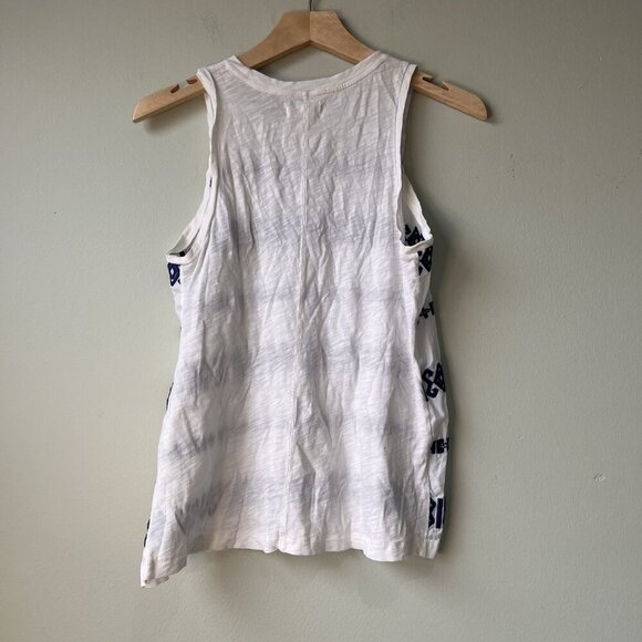 Madewell Embroidered Sleeveless Tank Top‎ XS White & Blue Cotton - Picture 3 of 3